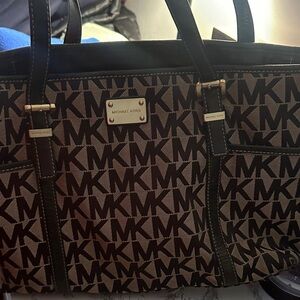 Michael Kors Black and Tan Signature Tote